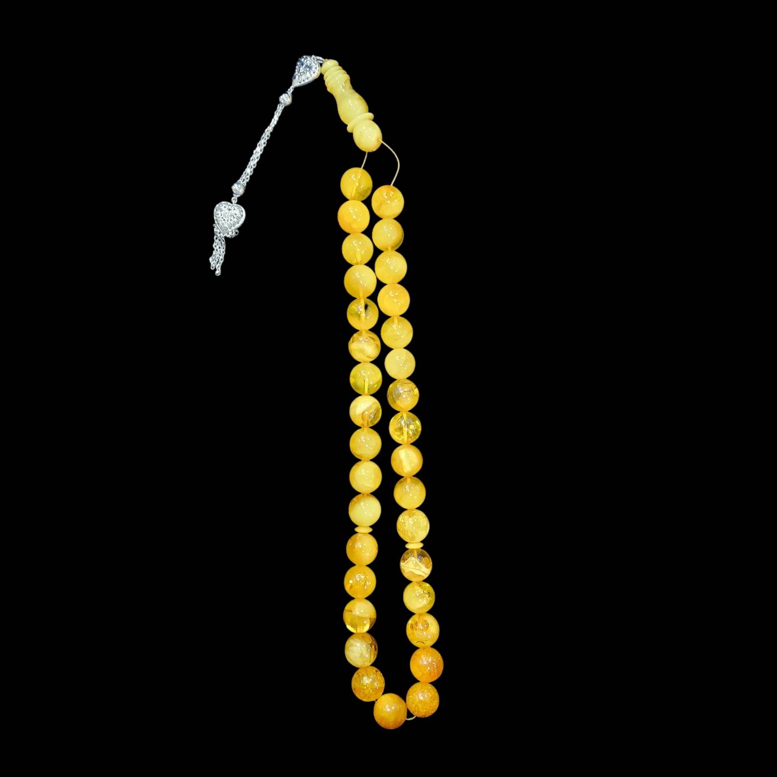 Baltic Amber With 18k White Gold Tassel