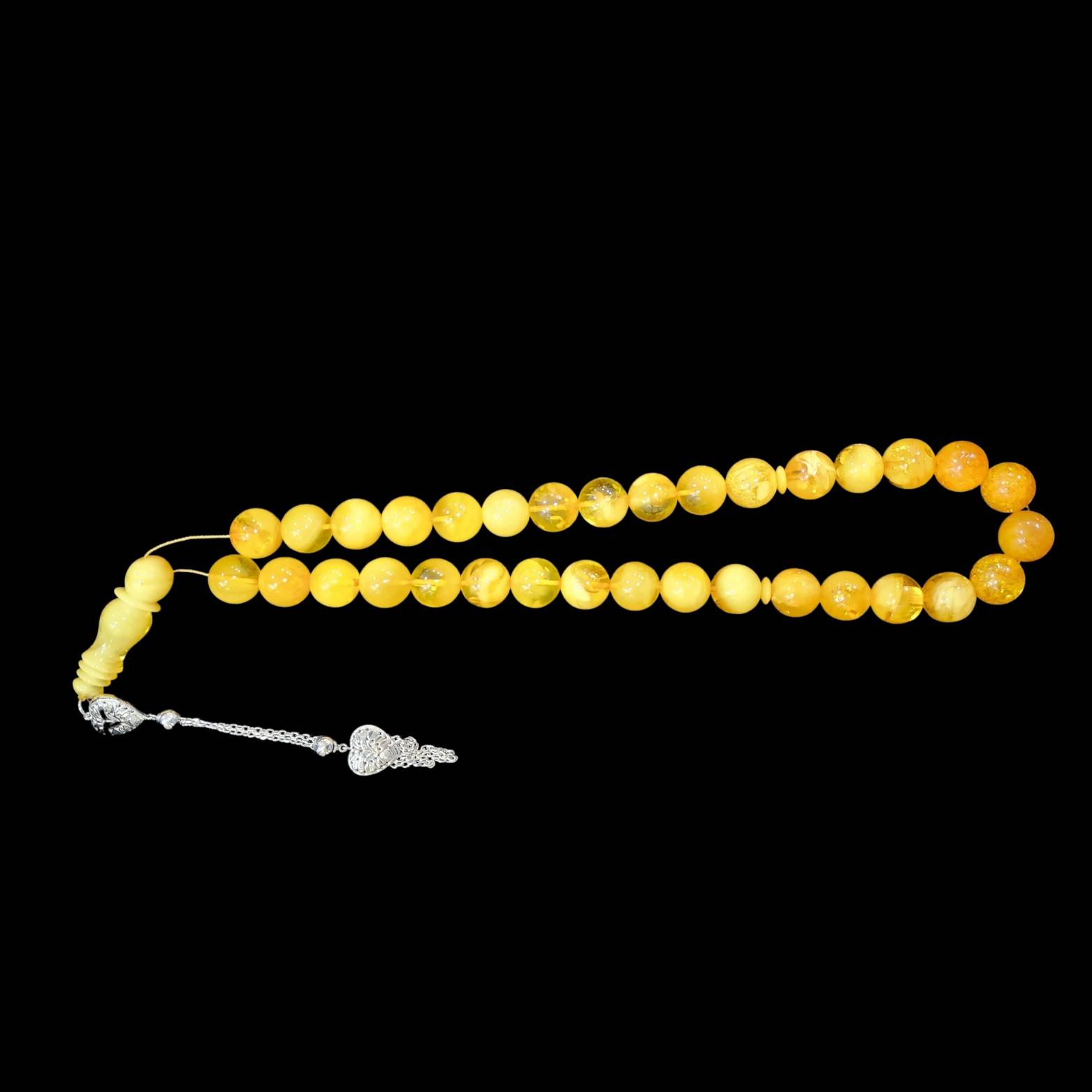 Baltic Amber With 18k White Gold Tassel